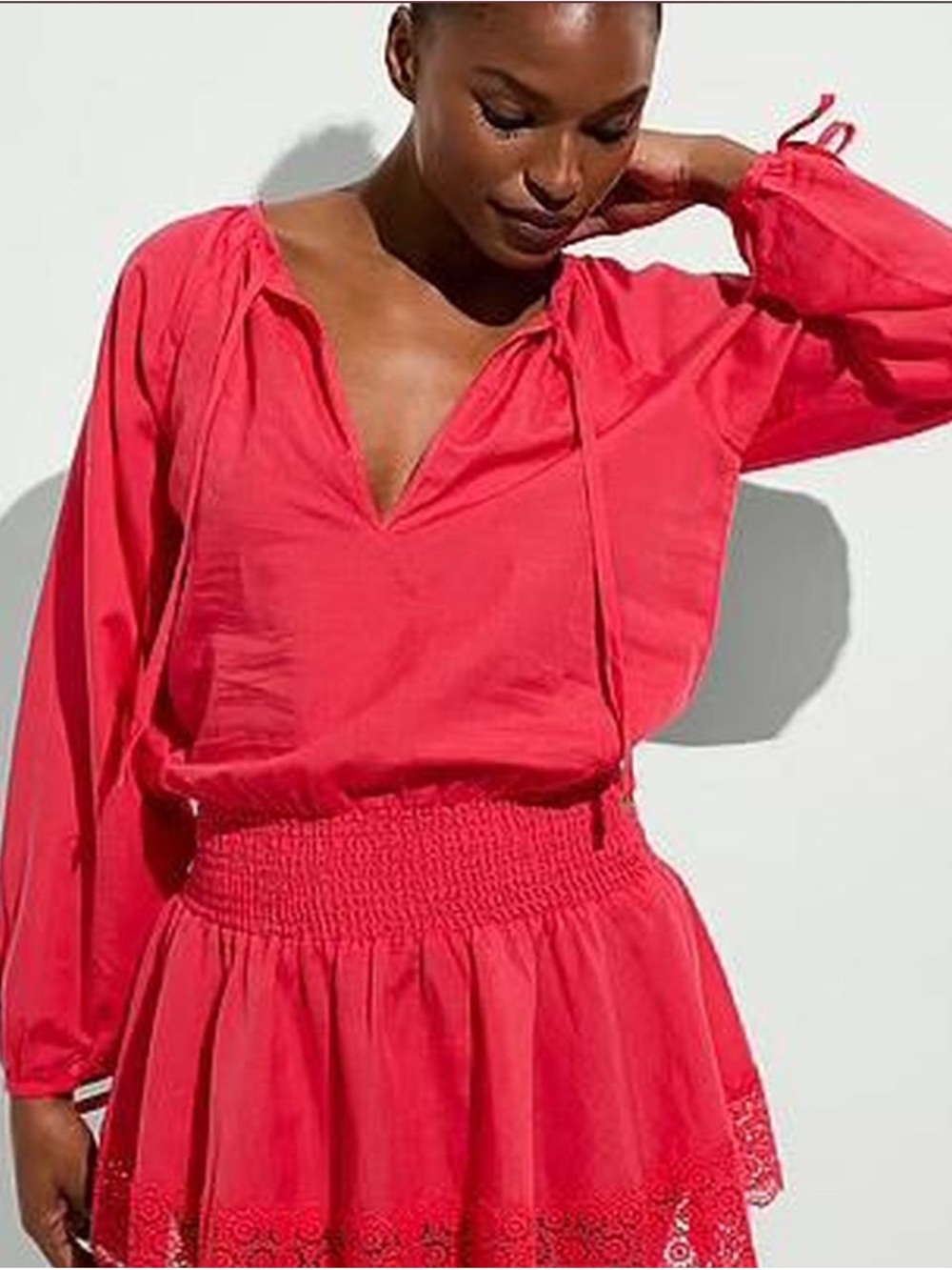 NWT Victoria's Secret Coral Peasant Neck Tie Swim Cover